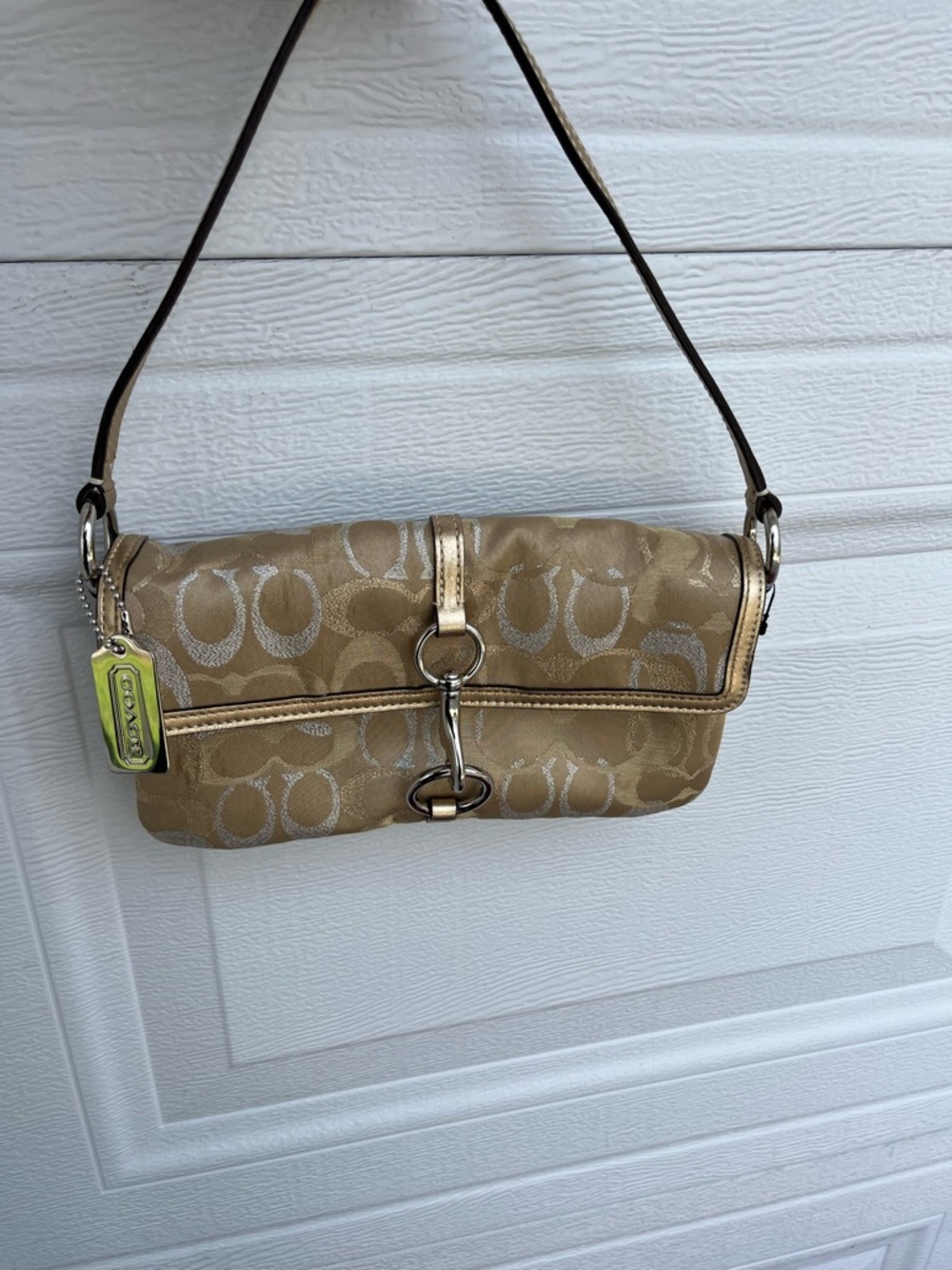 Coach Gold Khaki Signature Shoulder Bag
